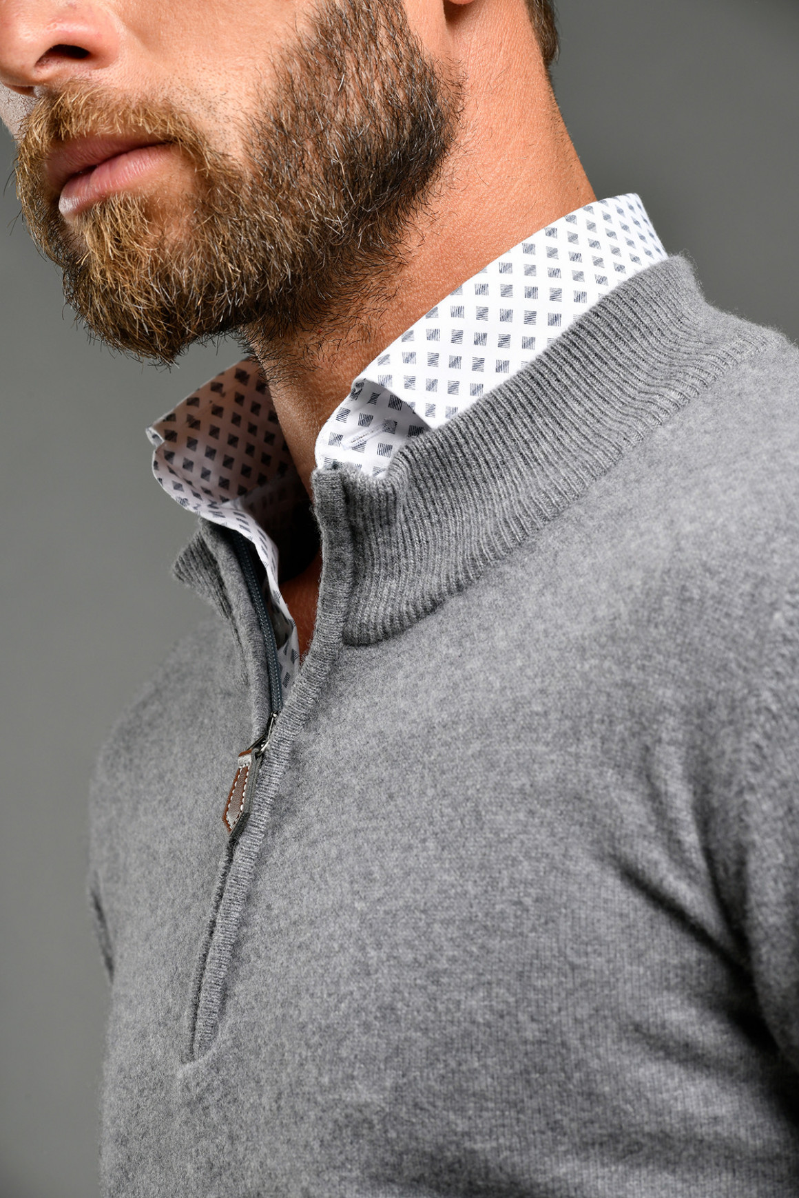 Pull 'PAUL' Col Zippé Gris