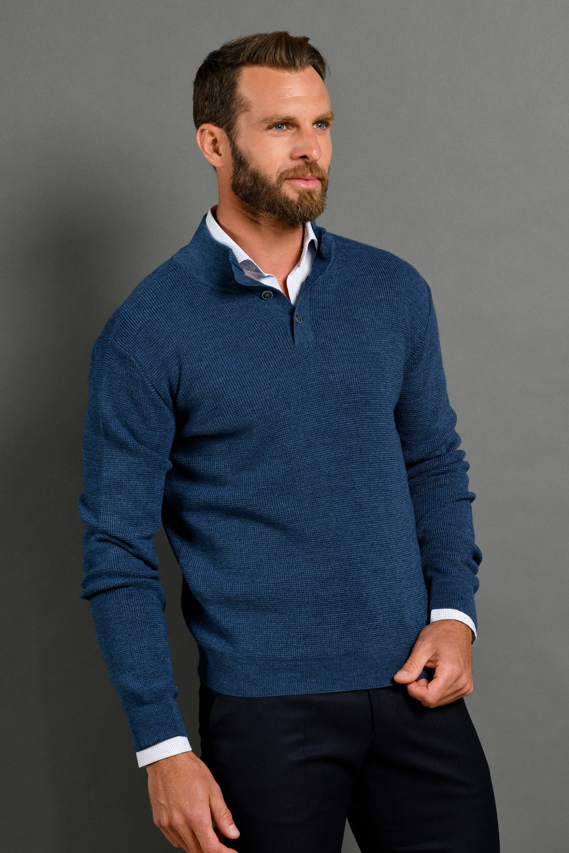 Pull 'ARNO' Boutonné Denim