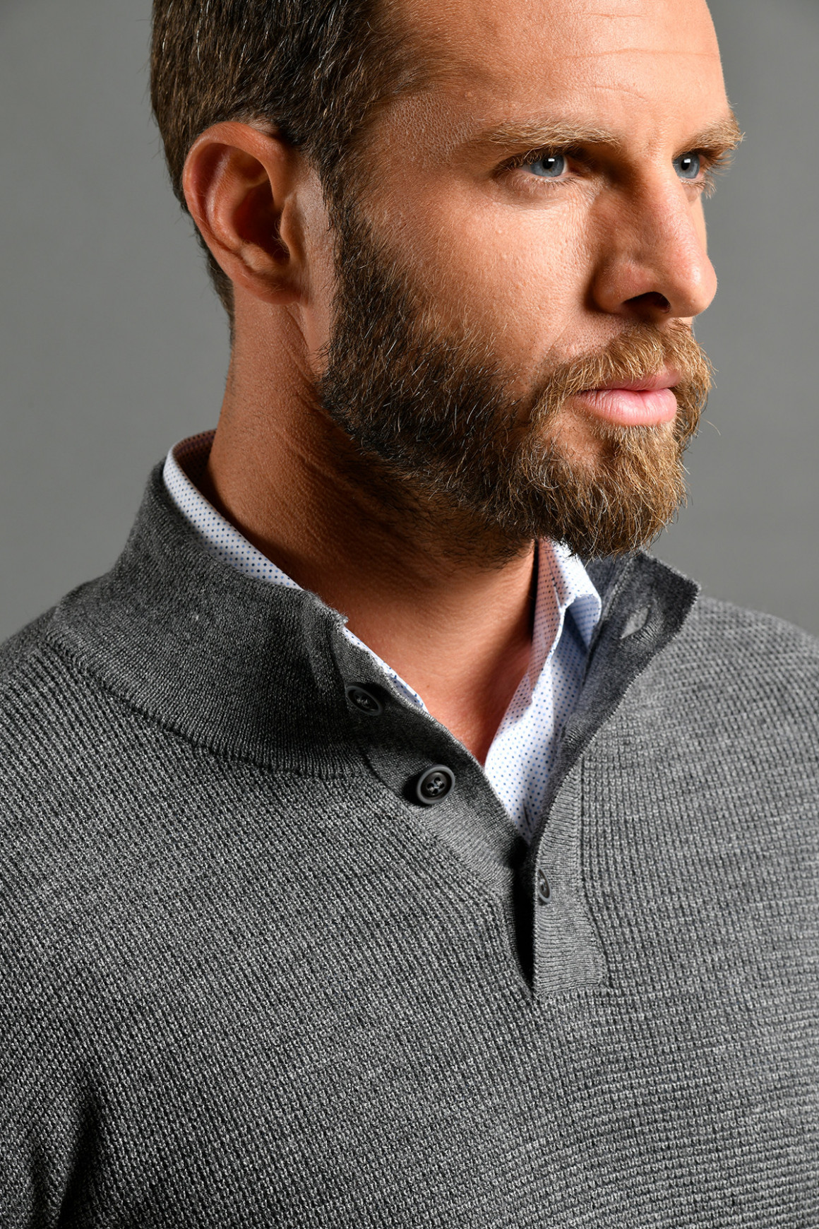 Pull ‘ARNO’ Boutonné Gris