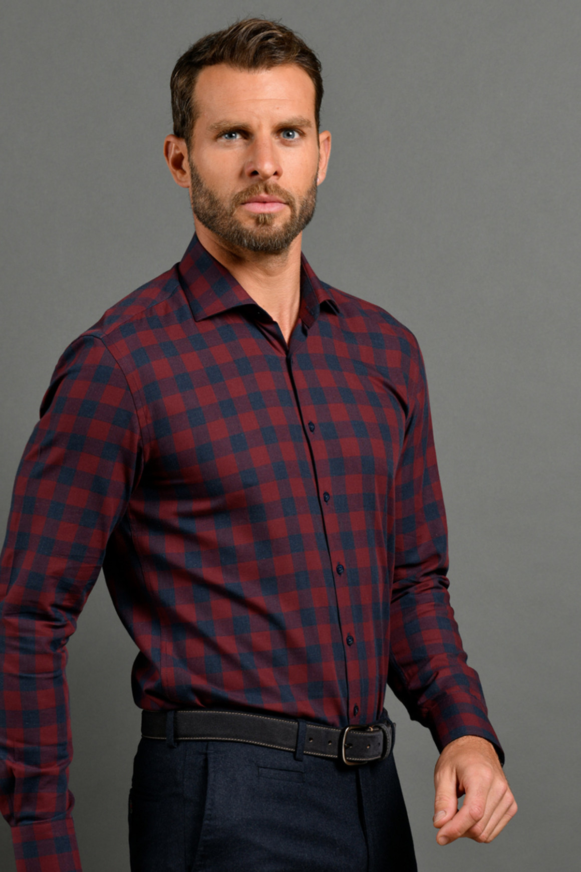 Chemise bicolore à grand...