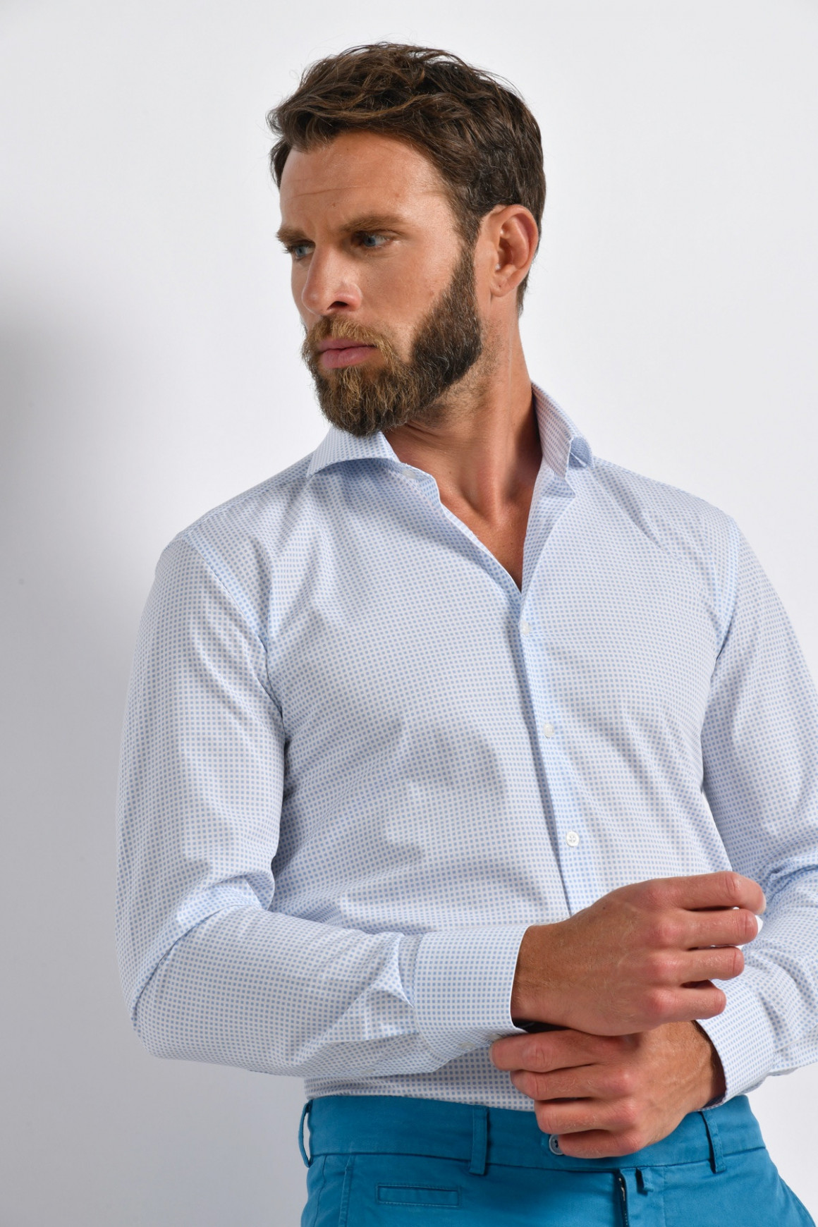 Chemise à micromotifs carrés