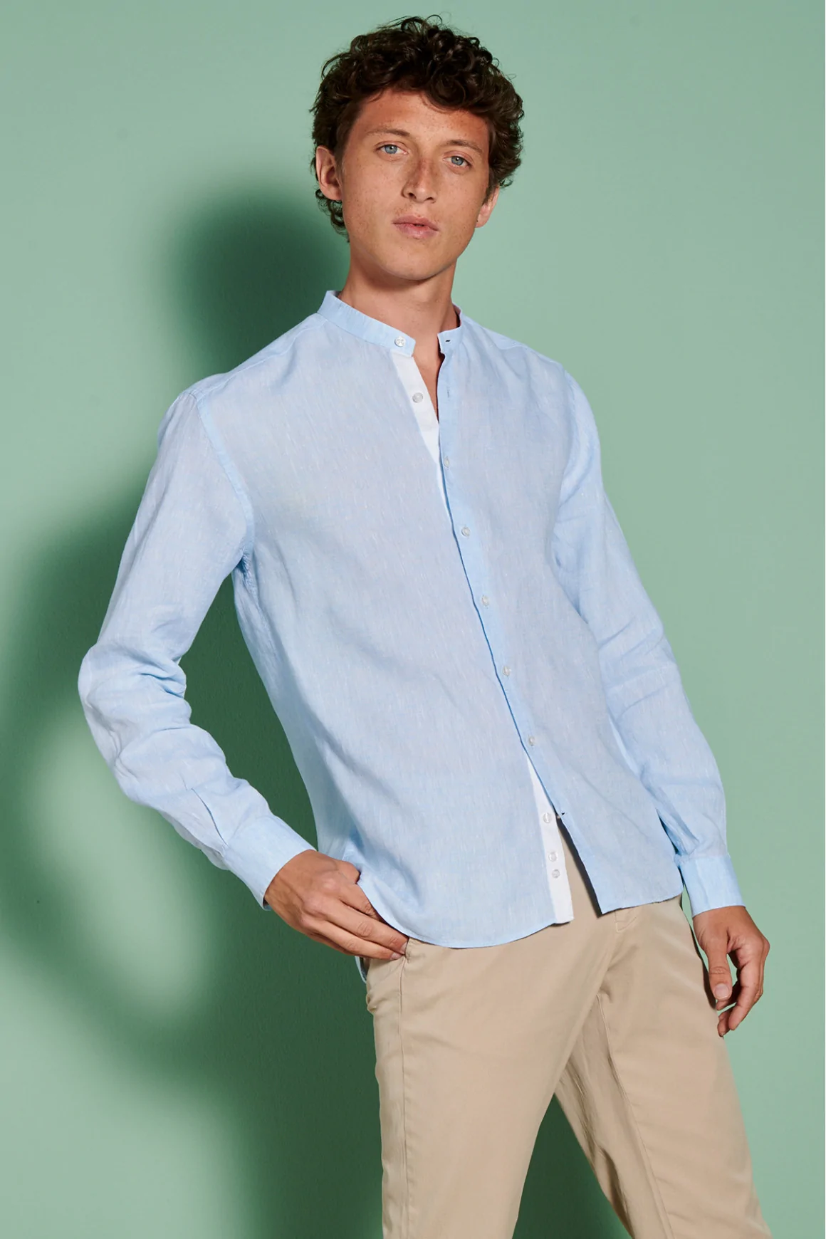 Achat Chemise Mao lin Ciel