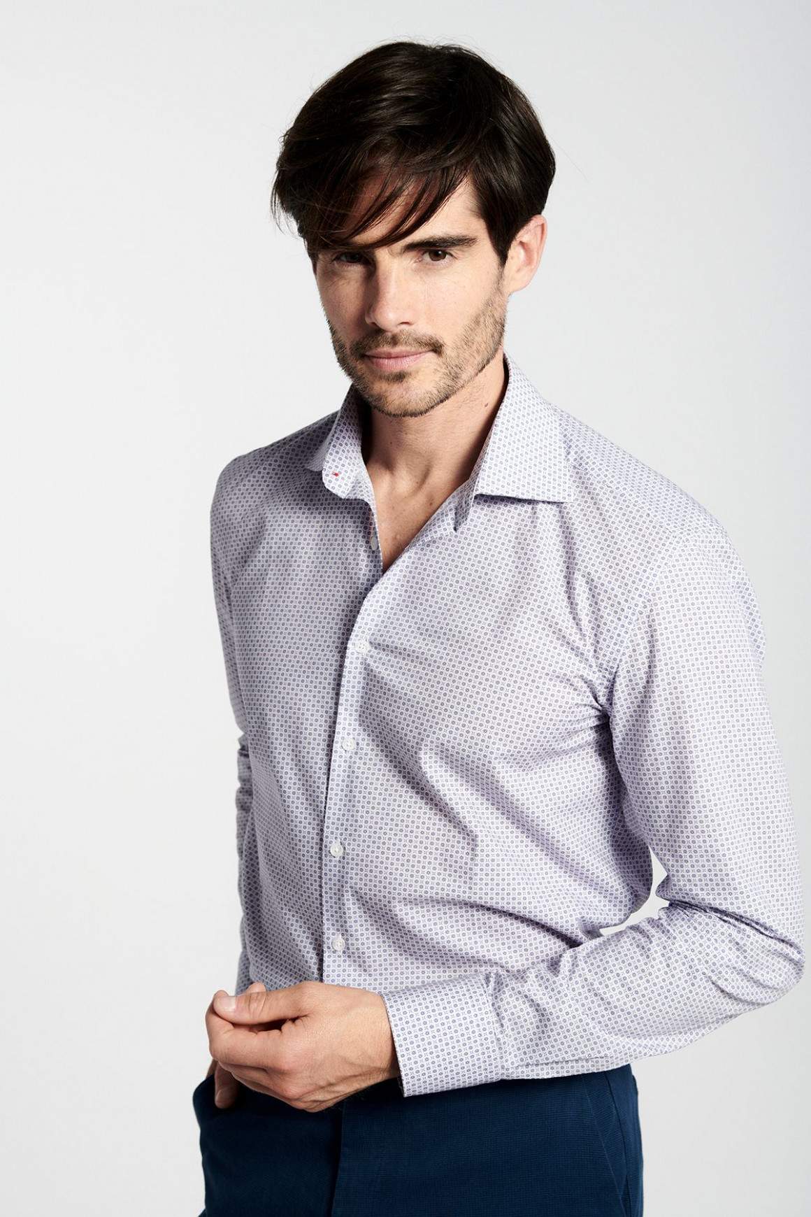 Achat Chemise Micro Motif Bleu