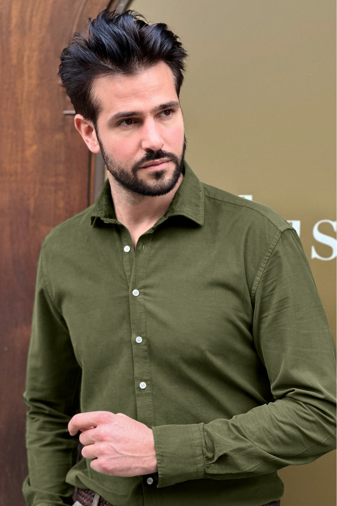 Achat Chemise Velours Vert