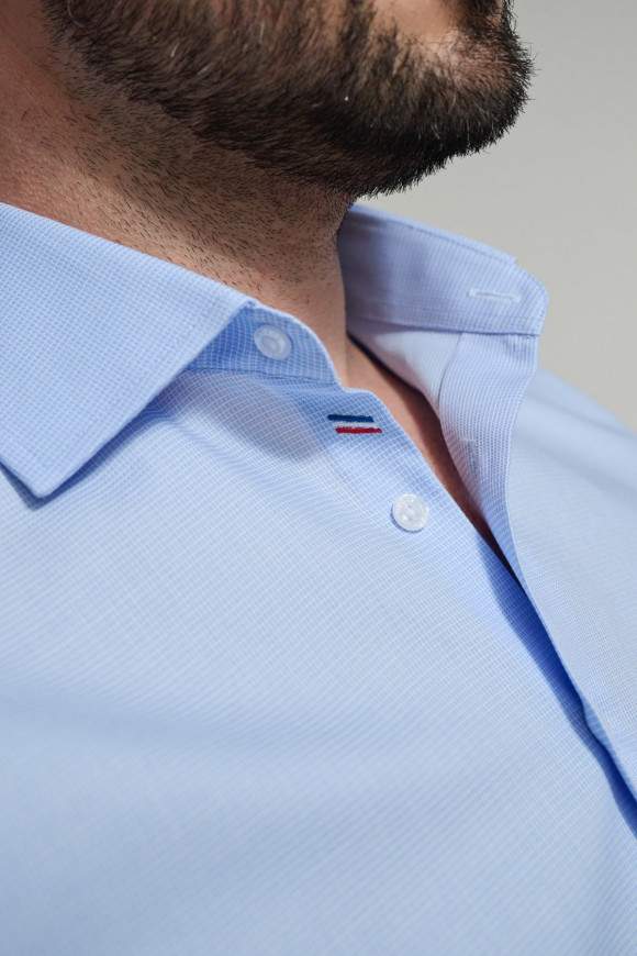 Achat Chemise Flag Micro Quadrillage Bleu
