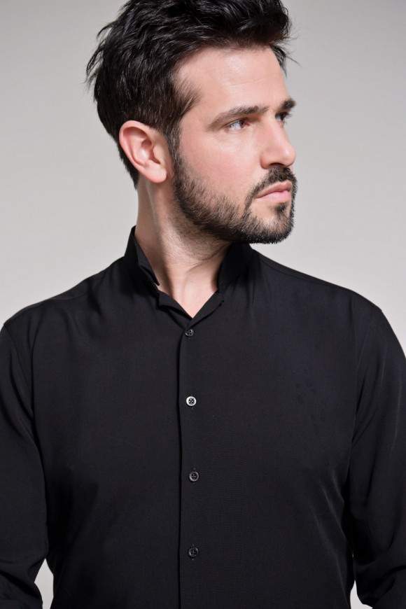 Achat Chemise Casual Noir Col Officier
