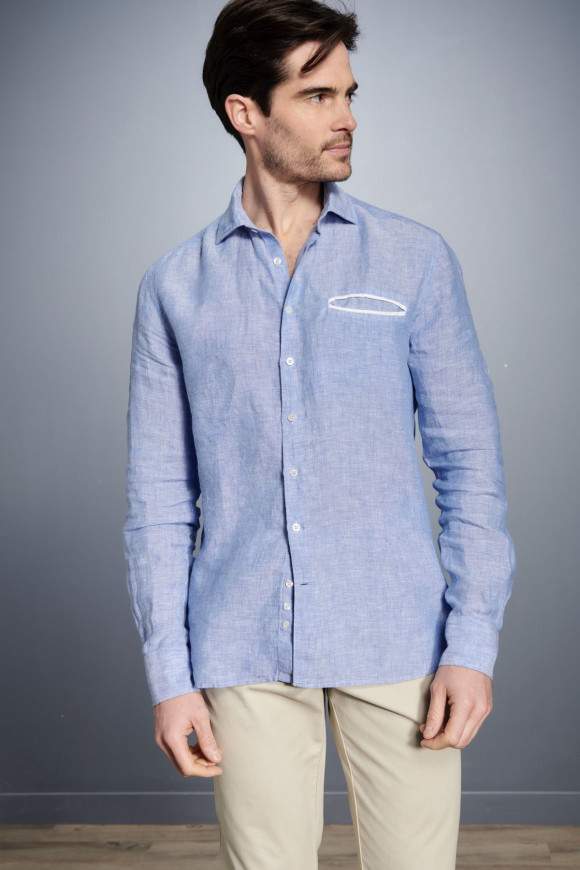 Achat Chemise Lin Bleu à Poche