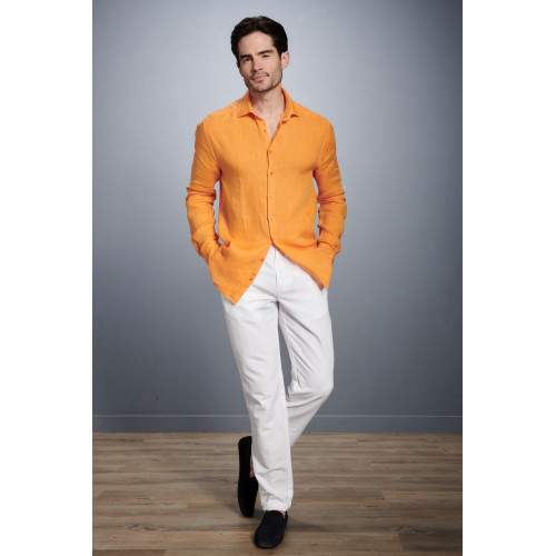 Chemise Nodus Orange Brodée - Taille L - Occasion Très Bon état - Col Boutonné