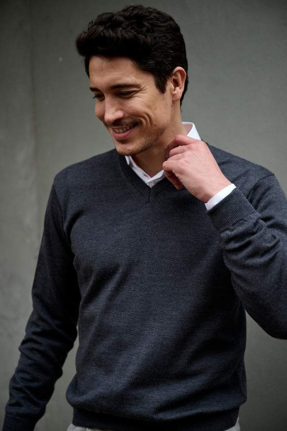 Achat Pull Merinos V Anthracite
