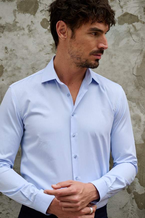 Achat Chemise Micro Twill Bleue