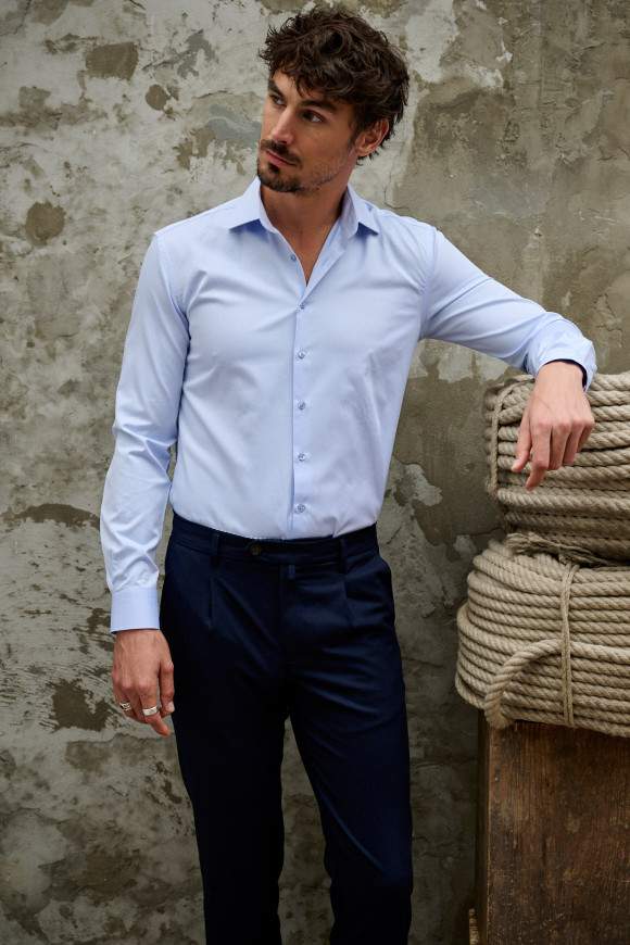 Achat Chemise Micro Twill Bleue