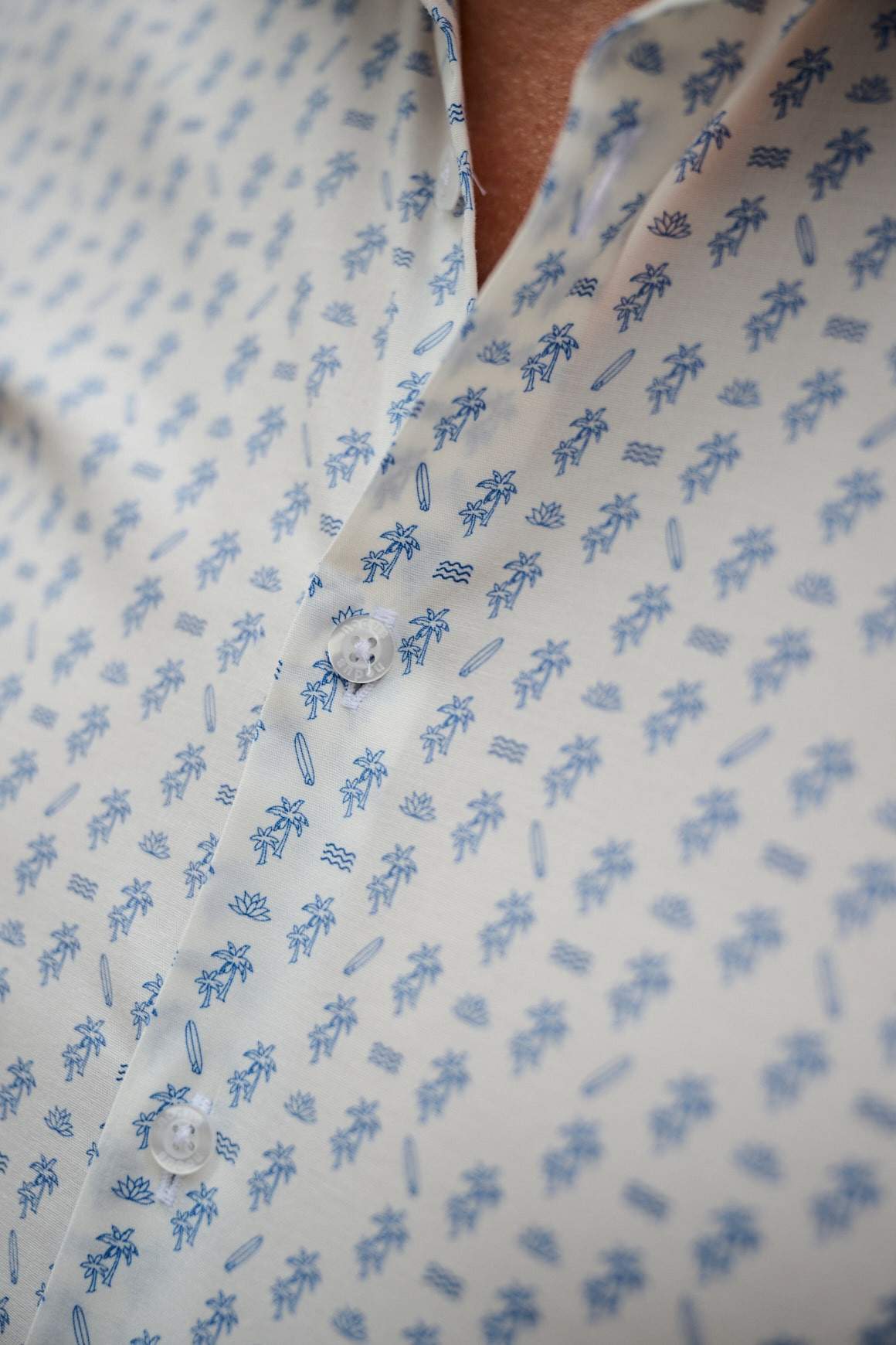 Chemise Homme Été INSFITY Regular Fit Lâche Col Revers Imprimé Cocotier Bleu Bleu - Prêt-à-Porter