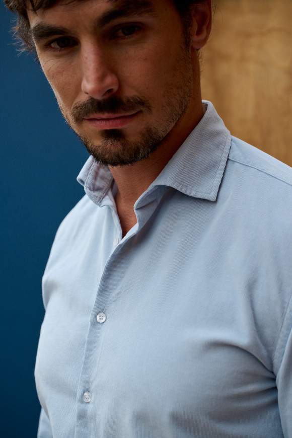 Achat Chemise Velours Bleu Glacier
