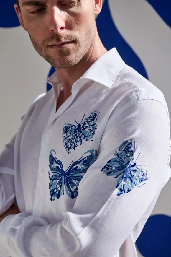Achat Chemise RIVIERA PAPILLON Lin Blanc
