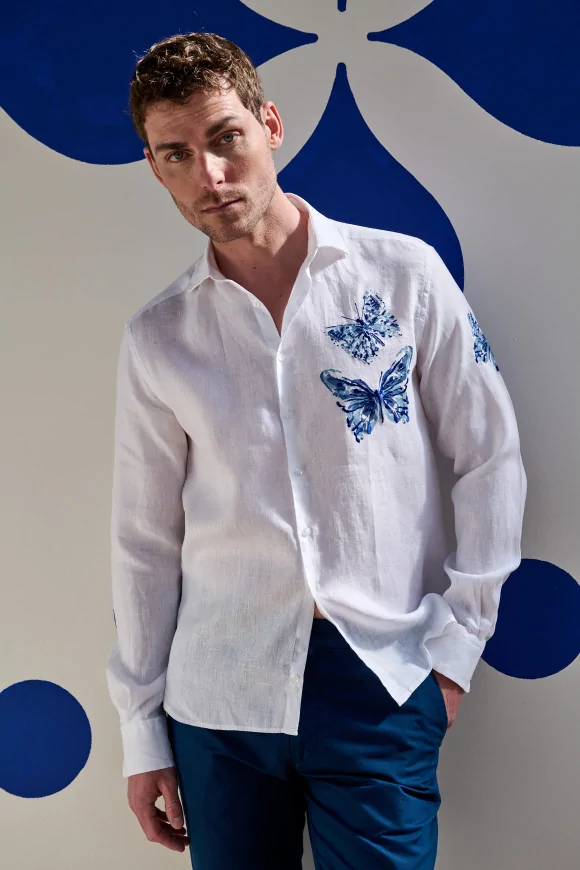 Achat Chemise RIVIERA PAPILLON Lin Blanc