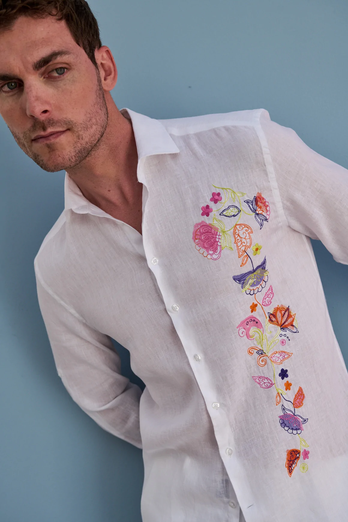 Achat Chemise IBIZA Broderie Lin Blanc