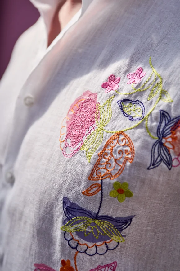 Achat Chemise IBIZA Broderie Lin Blanc