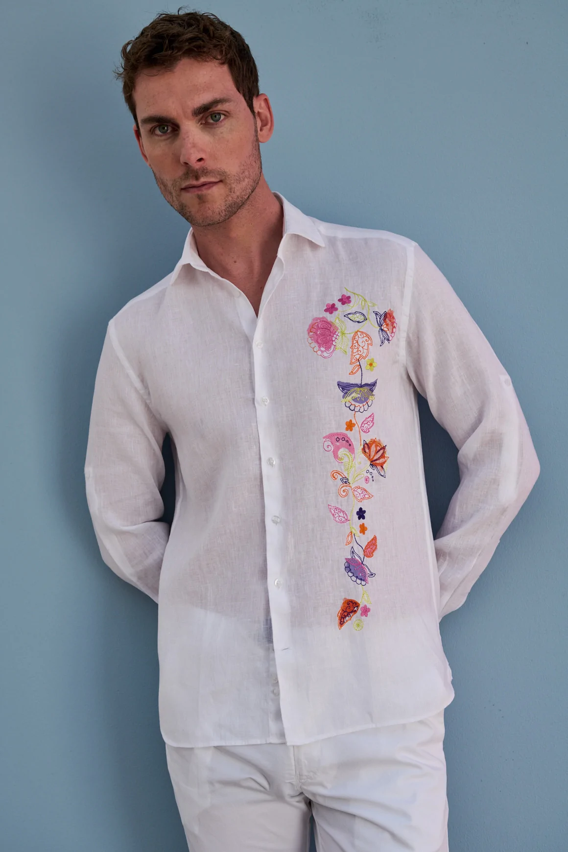 Achat Chemise IBIZA Broderie Lin Blanc
