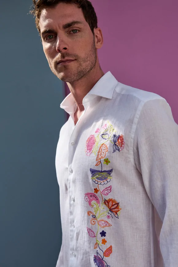 Achat Chemise IBIZA Broderie Lin Blanc