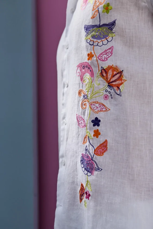 Achat Chemise RIVIERA Broderie Lin Blanc