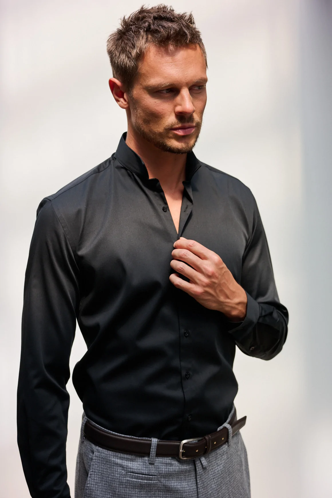 Achat Chemise Noire SK1 Col Officier