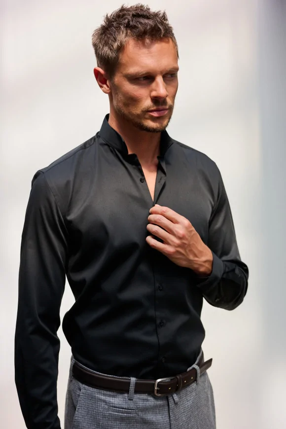 Achat Chemise Noire SK1 Col Officier
