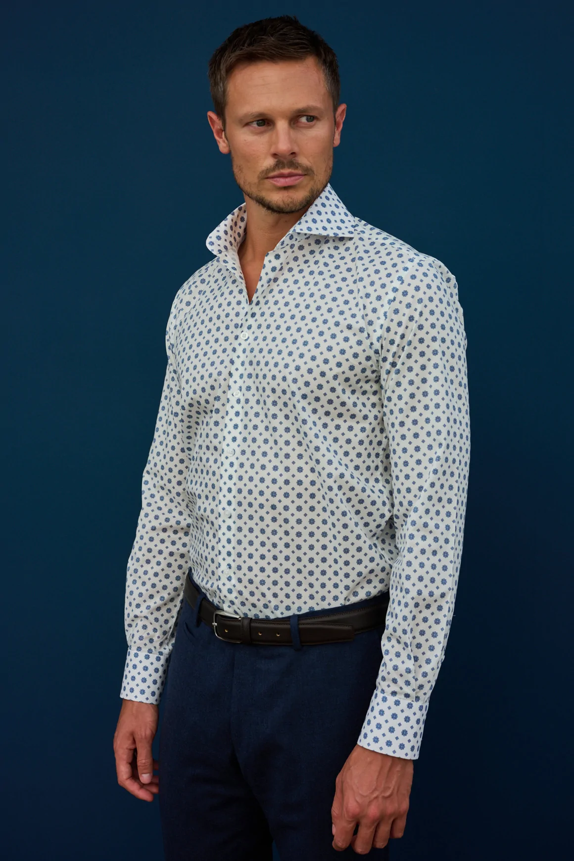 Achat Chemise Micro-motif bleu