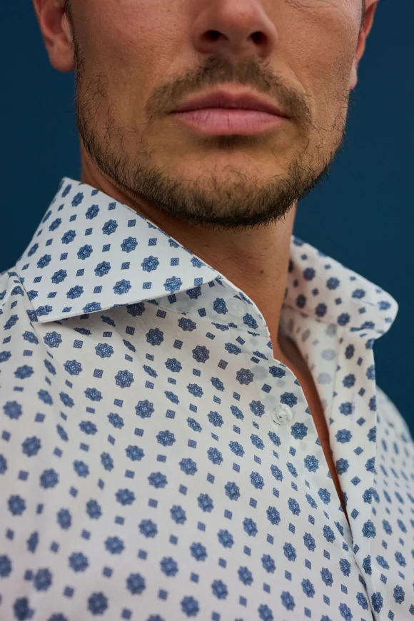 Achat Chemise Micro-motif bleu