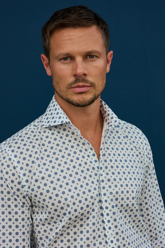 Achat Chemise Micro-motif bleu