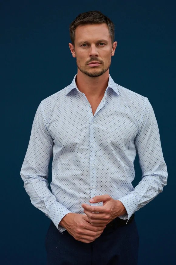 Achat Chemise micro motif bleu