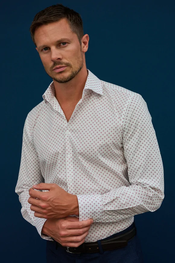 Achat Chemise micro motif rouge