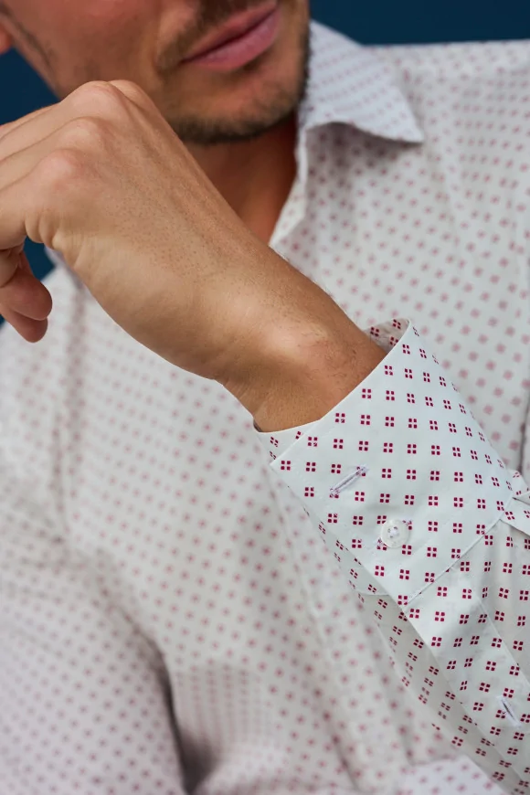 Achat Chemise micro motif rouge