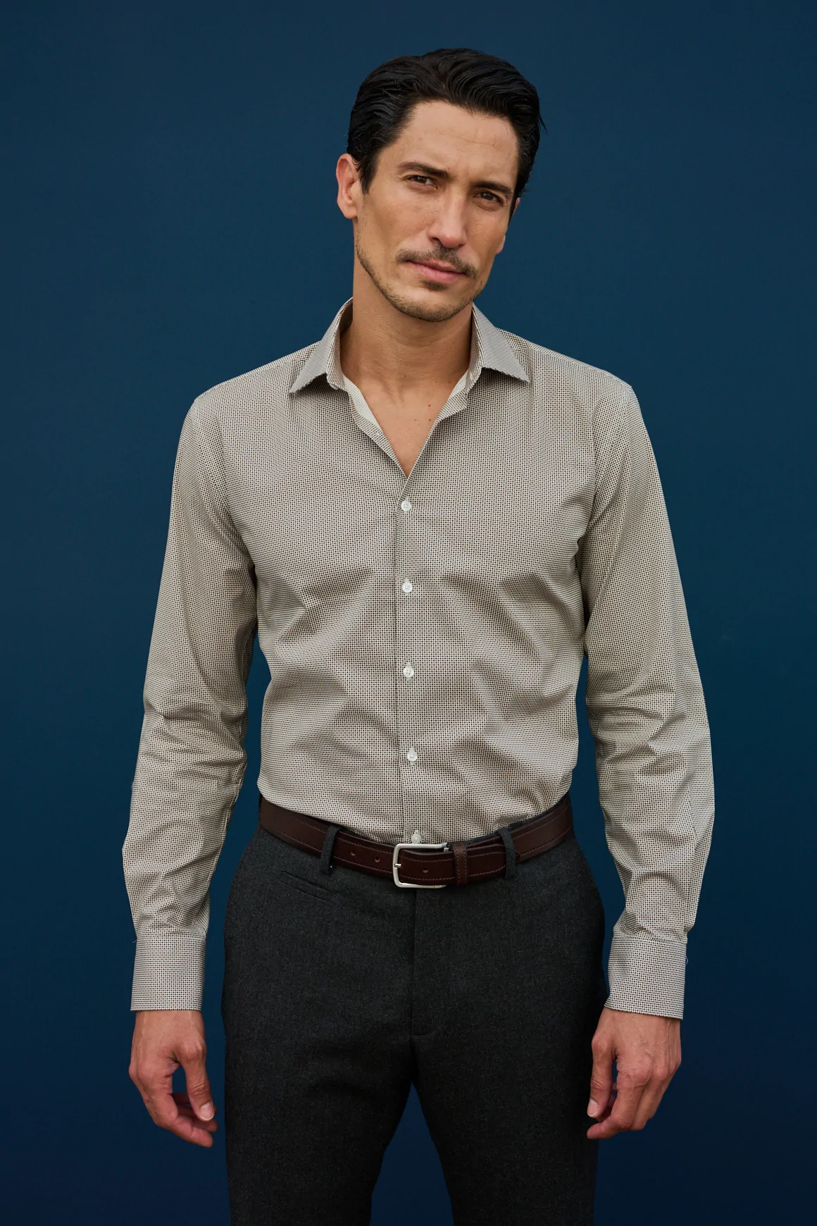 Achat Chemise micro motif marron