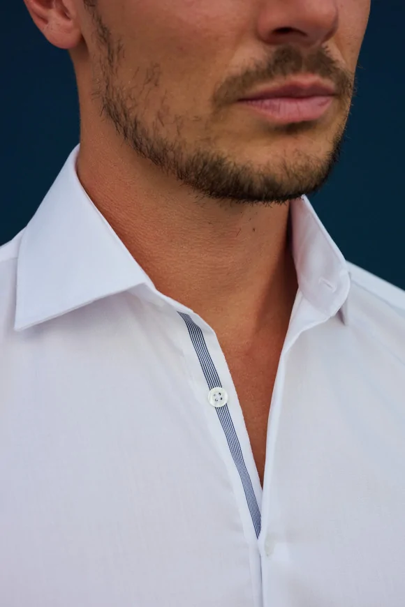 Achat Chemise Blanche Ganse Bleue
