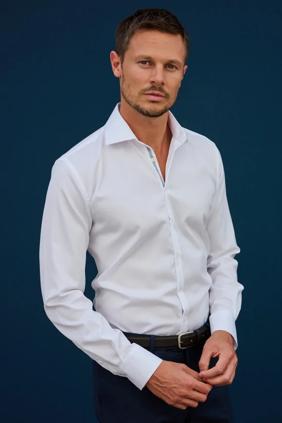 Achat Chemise Blanche Ganse Bleue
