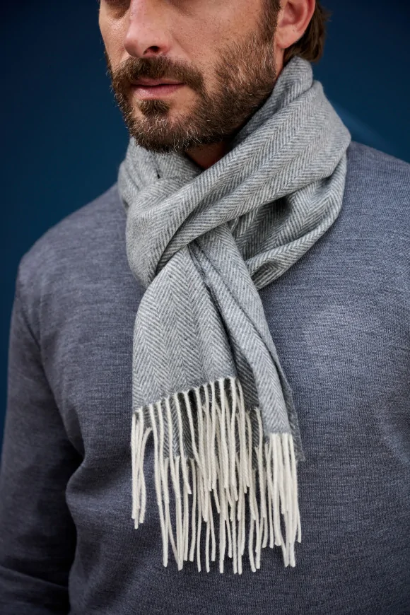 Achat Echarpe Cachemire Gris Clair