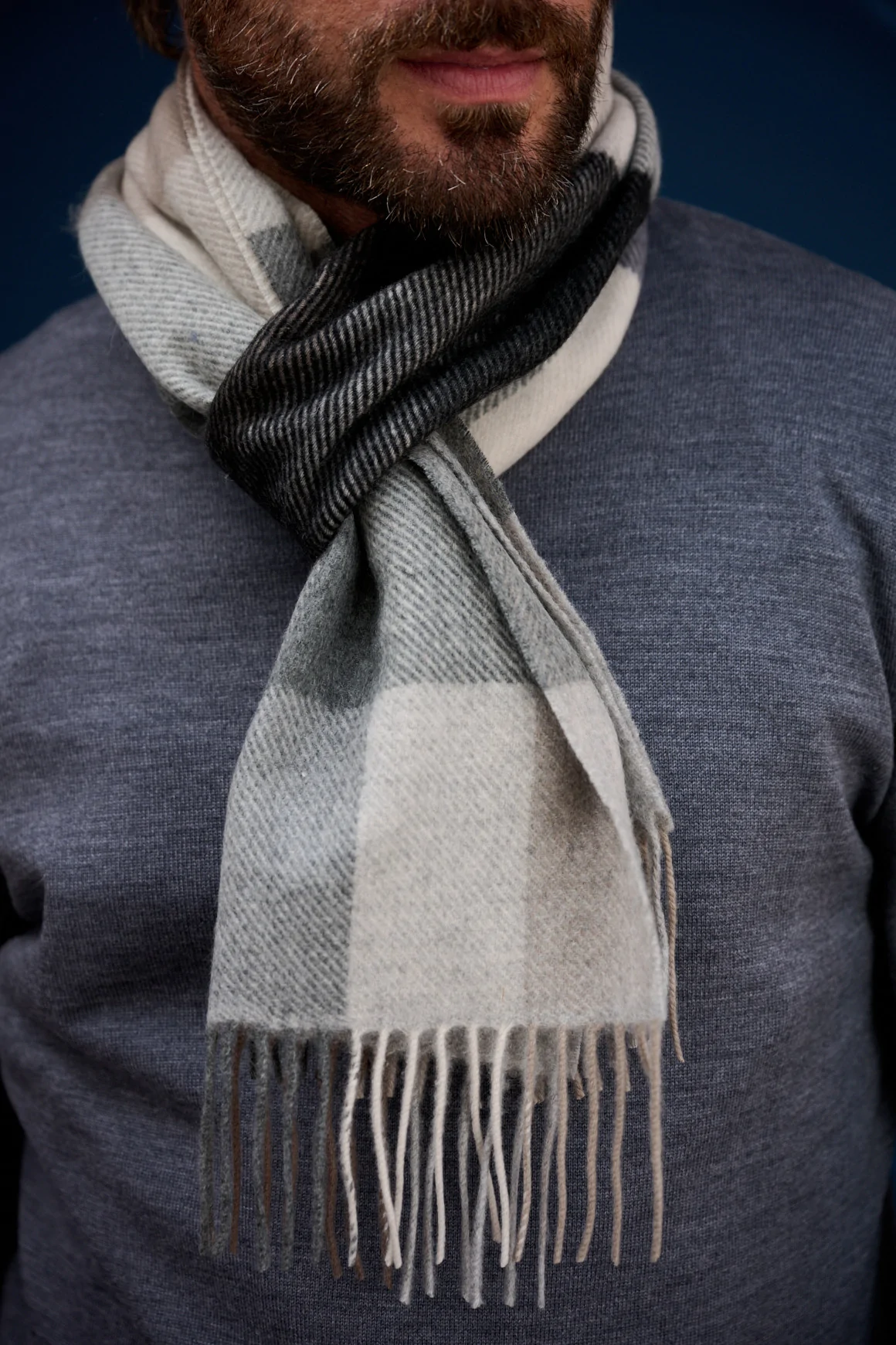 Achat Echarpe Carreaux Cachemire Beige gris