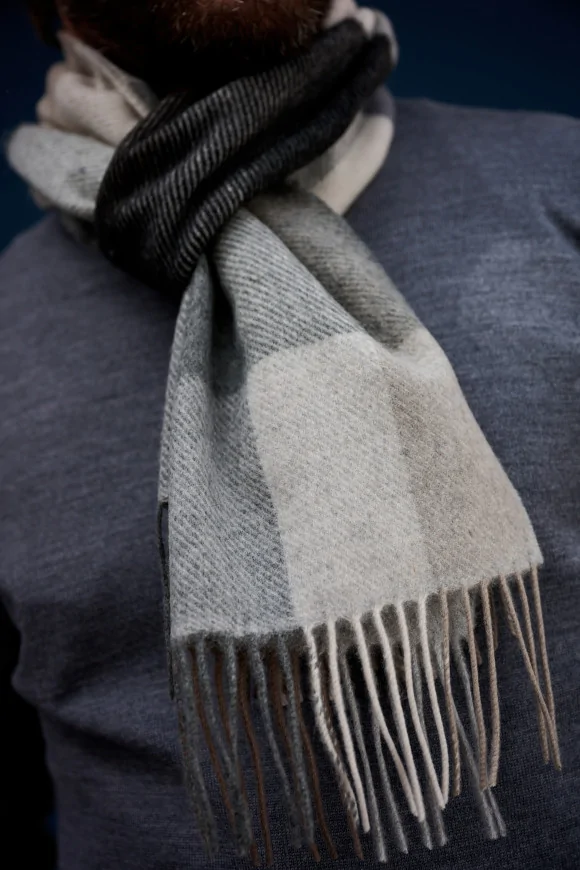 Achat Echarpe Carreaux Cachemire Beige gris