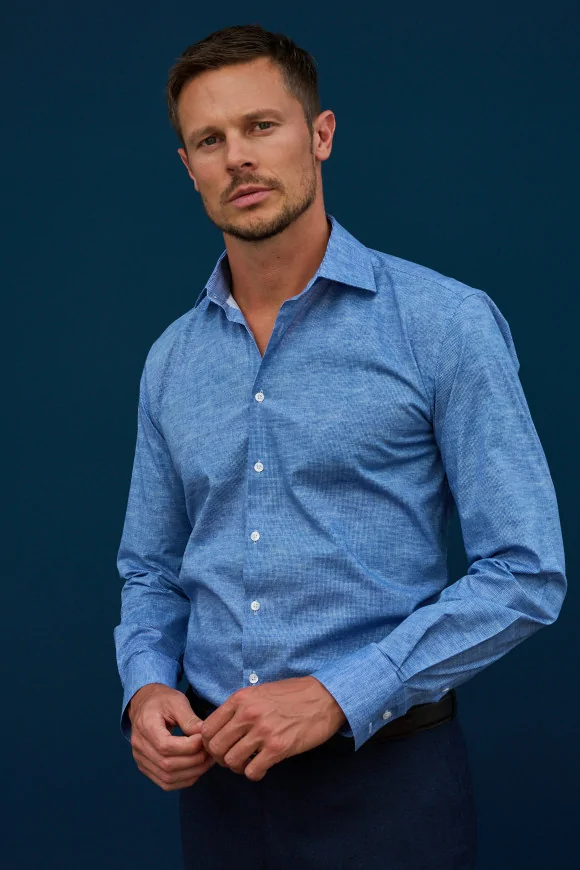 Achat Chemise micro motif bleu