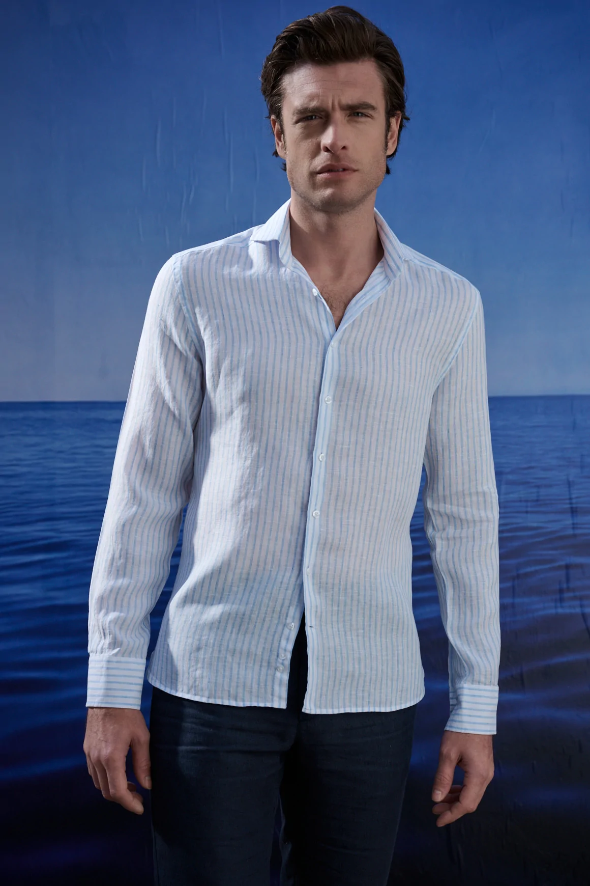 Achat Chemise Rayures Ciel Blanc