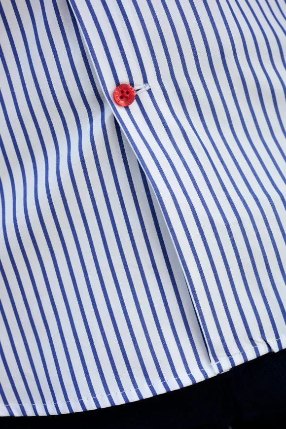 Achat Chemise Rayures Bouton Rouge