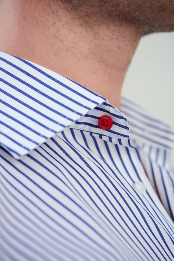 Achat Chemise Rayures Bouton Rouge