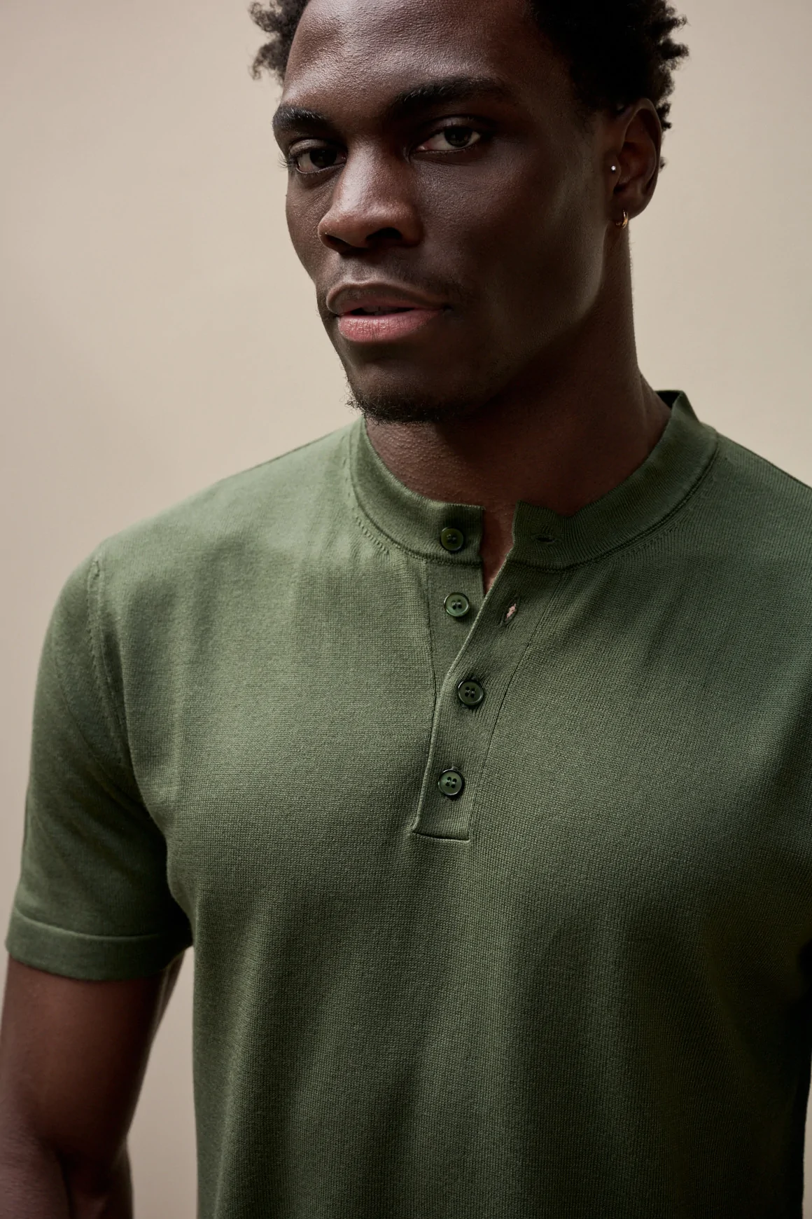 Achat T-shirt tricot TOM Kaki