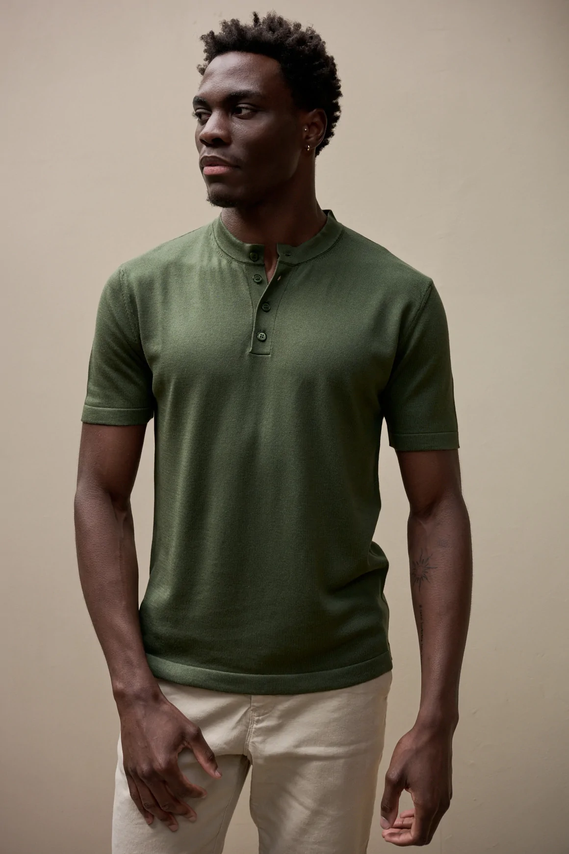 Achat T-shirt tricot TOM Kaki