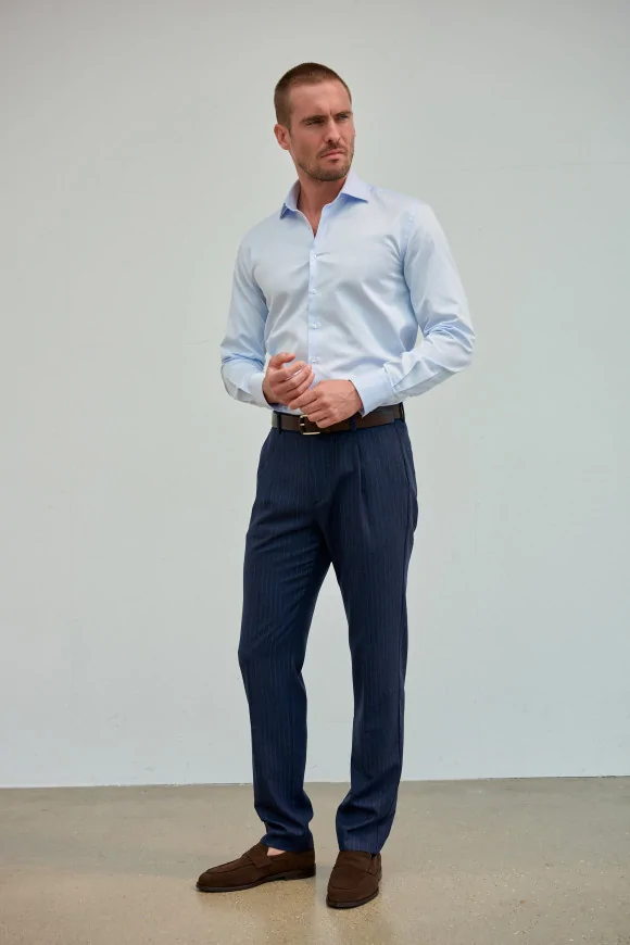 Achat Pantalon NEW YORK Bleu Marine Fines Rayures