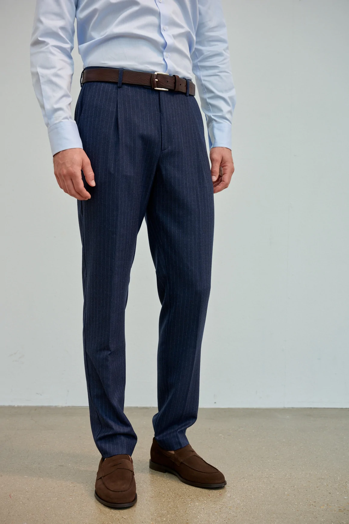 Achat Pantalon NEW YORK Bleu Marine Fines Rayures