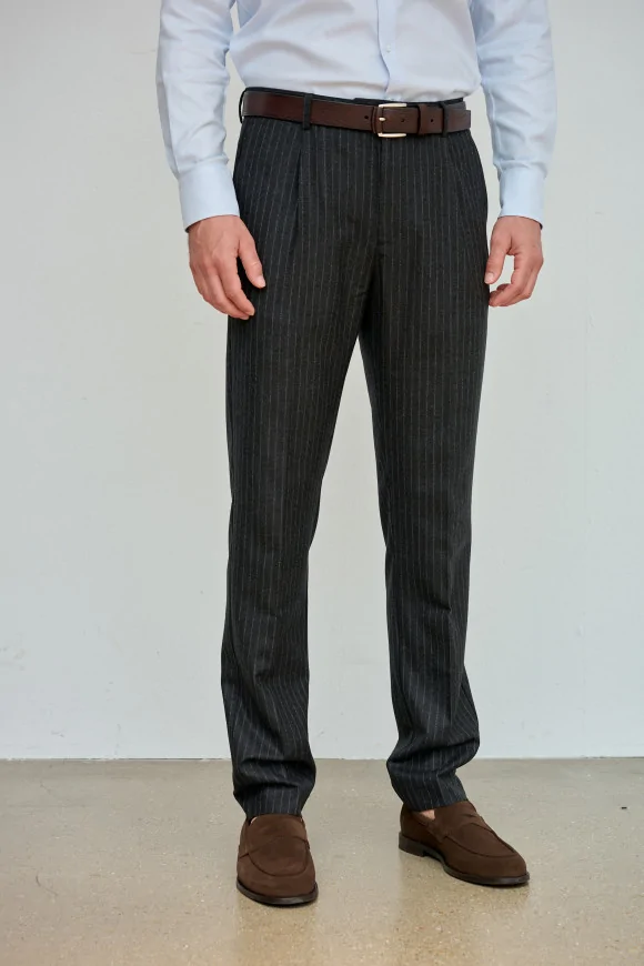 Achat Pantalon NEW YORK Anthracite Fines Rayures