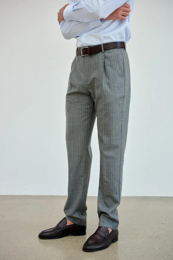 Achat Pantalon NEW YORK Gris Clair Fines Rayures