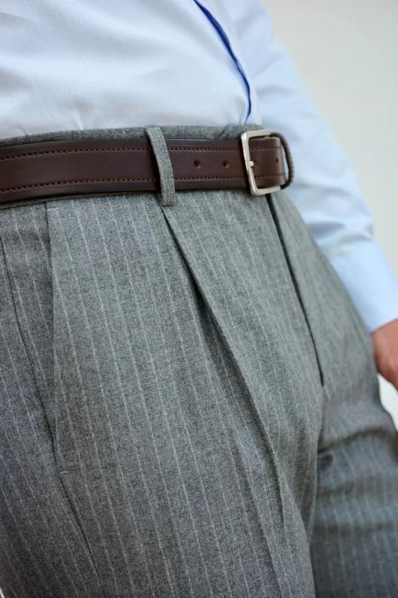 Achat Pantalon NEW YORK Gris Clair Fines Rayures