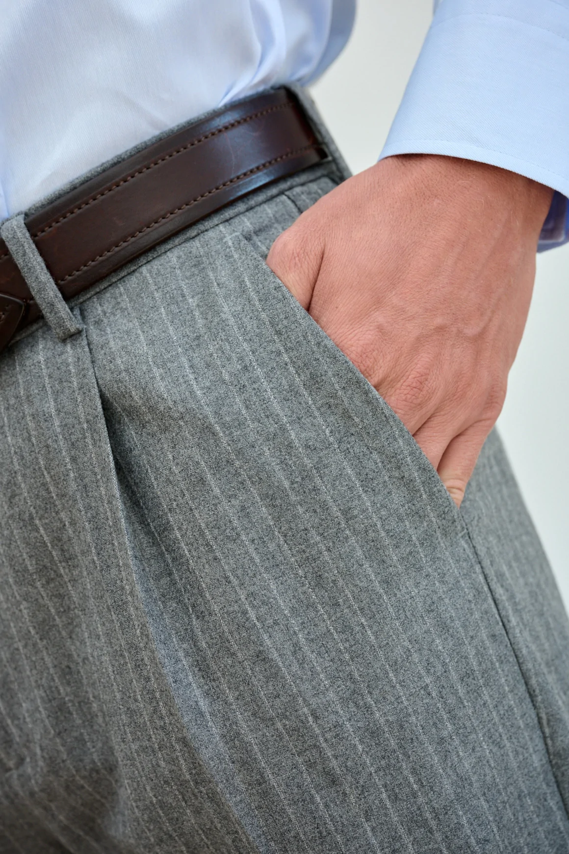 Achat Pantalon NEW YORK Gris Clair Fines Rayures
